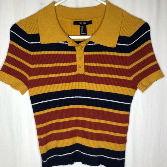 Forever 21 Tops - Forever 21 yellow and red striped crop top